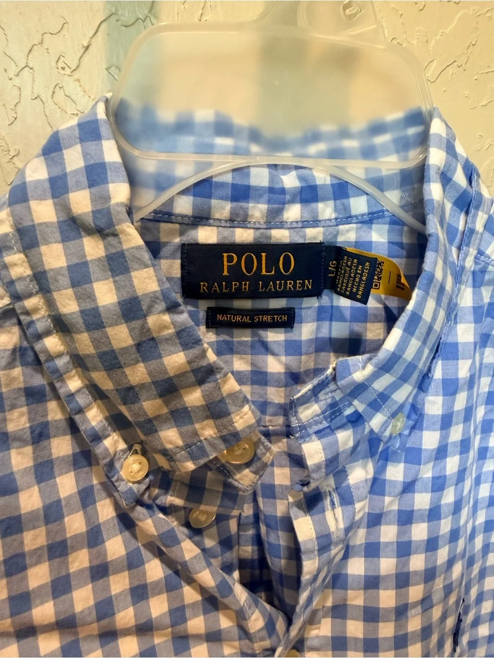 Ralph Lauren Blue & White Gingham Short-Sleeve Button-Down Shirt